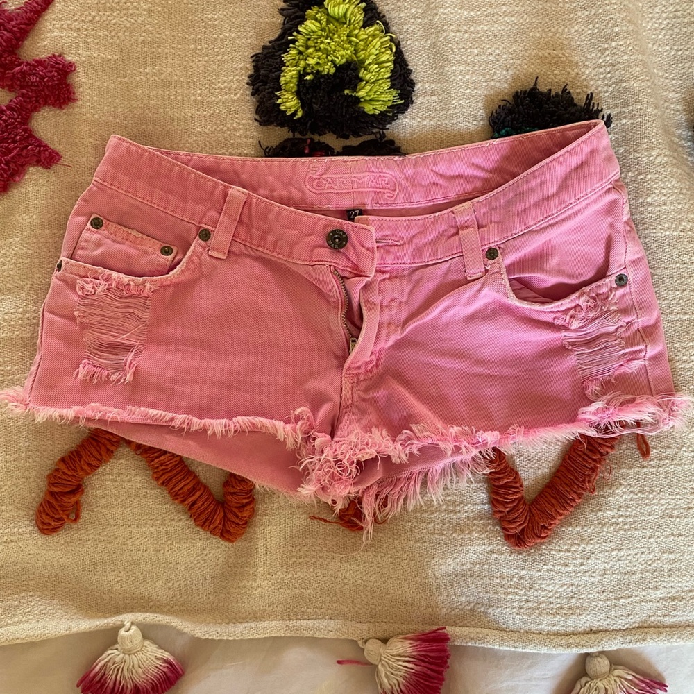 Carmar Pink Distressed Jean Shorts